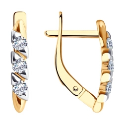 Cercei din aur roșu cu pietre Cubic Zirconia Incolor