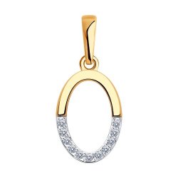 Pandantiv din aur roșu cu pietre Cubic Zirconia Incolor