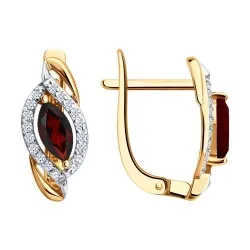 Cercei din aur roșu cu Cubic Zirconia Incolor, Granat