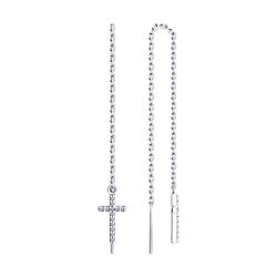 Cercei Lanț din argint  cu pietre Cubic Zirconia Incolor