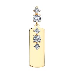 Pandantiv din aur roșu cu pietre Cubic Zirconia Incolor