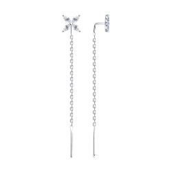 Серьги Продёвки из серебра с камнями Фианит