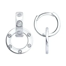 Серьги Конго из серебра с камнями Фианит