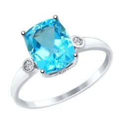 Inel din aur alb cu Cubic Zirconia Incolor, Topaz Swiss