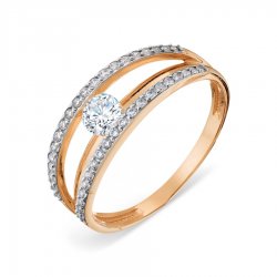Inel din aur roșu cu pietre Cubic Zirconia Incolor