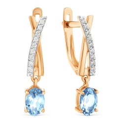 Cercei Suspendați din aur roșu cu pietre Cubic Zirconia Incolor, Topaz