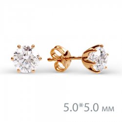 Cercei Pusete din aur roșu cu pietre Cubic Zirconia Incolor