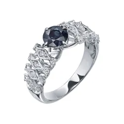 Inel din aur alb cu Diamant, Safir