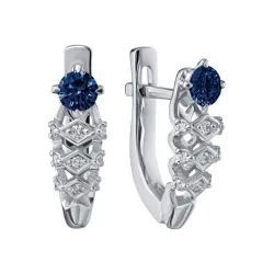 Cercei din aur alb cu Diamant, Safir
