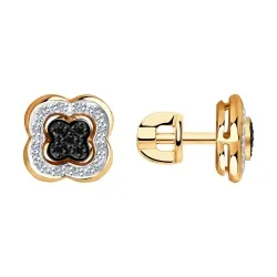 Cercei Pusete din aur roșu cu Diamant, Diamant negru