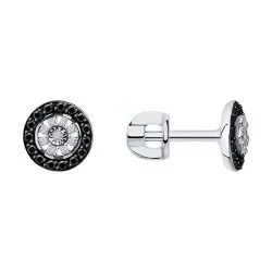 Cercei Pusete din aur alb cu Diamant, Diamant negru