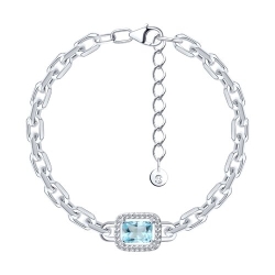 Brățară din argint  cu pietre Cubic Zirconia Incolor, Topaz albastru