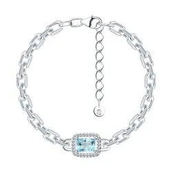 Brățară din argint cu Cubic Zirconia Incolor, Topaz albastru