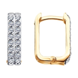 Cercei Creole din aur roșu cu pietre Cubic Zirconia Incolor