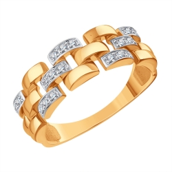 Кольцо из красного золота с камнями Фианит