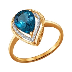 Inel din aur roșu cu pietre Cubic Zirconia Incolor, Topaz London
