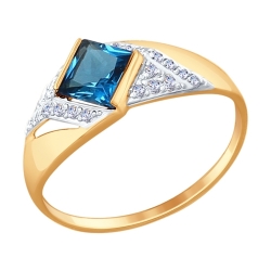 Inel din aur roșu cu pietre Cubic Zirconia Incolor, Topaz London