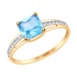 Inel din aur roșu cu pietre Cubic Zirconia Incolor, Topaz Swiss