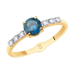 Inel din aur roșu cu pietre Cubic Zirconia Incolor, Topaz London
