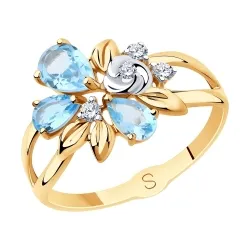 Inel din aur roșu cu Cubic Zirconia Incolor, Topaz Swiss