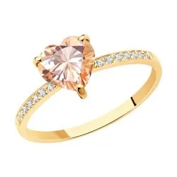 Inel din aur roșu cu Cubic Zirconia Incolor, Sital sintetic