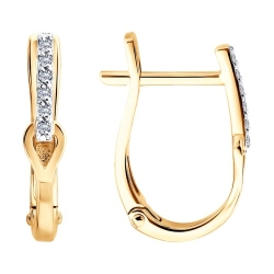 Серьги из красного золота с камнями Бриллиант