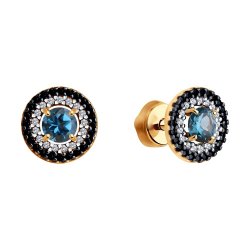 Cercei Pusete din aur roșu cu pietre Cubic Zirconia Incolor, Topaz London
