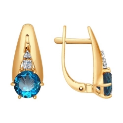 Cercei din aur roșu cu pietre Cubic Zirconia Incolor, Topaz London