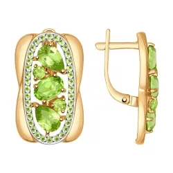 Cercei din aur roșu cu Cubic Zirconia Incolor, Crisolit