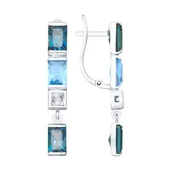 Cercei Suspendați din aur alb cu Cubic Zirconia Incolor, Topaz Swiss și Topaz London