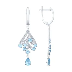 Cercei Suspendați din aur alb cu Cubic Zirconia Incolor, Topaz Swiss