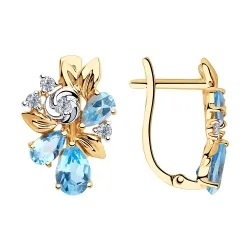 Cercei din aur roșu cu Cubic Zirconia Incolor, Topaz Swiss