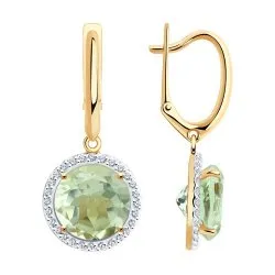 Cercei Suspendați din aur roșu cu Cubic Zirconia Incolor, Ametist verde