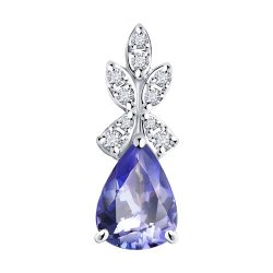 Подвеска из белого золота с камнями Бриллиант, Танзанит