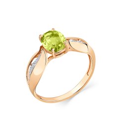 Inel din aur roșu cu pietre Cubic Zirconia Incolor, Crisolit