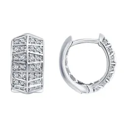 Cercei Creole din aur alb cu Diamant