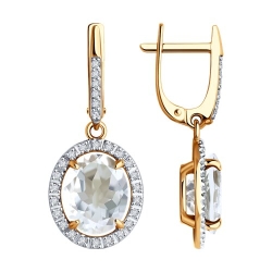 Cercei Suspendați din aur roșu cu pietre Cubic Zirconia Incolor, Cristal de munte