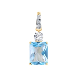 Pandantiv din aur roșu cu pietre Cubic Zirconia Incolor, Topaz albastru