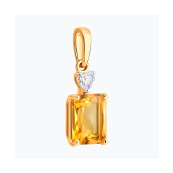 Подвеска из красного золота с камнями Фианит, Цитрин