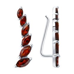 Серьги из серебра с камнями Гранат