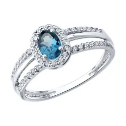 Inel din aur alb cu Cubic Zirconia Incolor, Topaz London