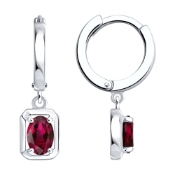Серьги Конго из серебра с камнями Рубин