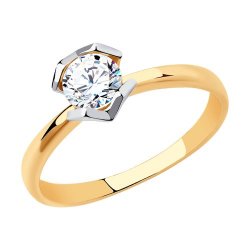 Кольцо из красного золота с камнями Swarovski