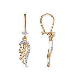 Серьги Длинные из красного золота с камнями Фианит