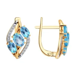Cercei din aur roșu cu Cubic Zirconia Incolor, Topaz Swiss