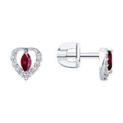 Cercei Pusete din aur alb cu pietre Diamant, Rubin