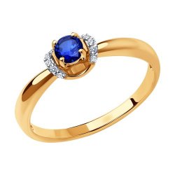 Inel din aur roșu cu pietre Diamant, Safir