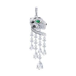 Pandantiv din argint  cu pietre Cubic Zirconia Incolor, Cubic Zirconia Verde și Cubic Zirconia Negru