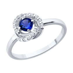 Inel din argint  cu pietre Cubic Zirconia Incolor, Safir