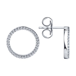 Серьги Пусеты из серебра с камнями Фианит